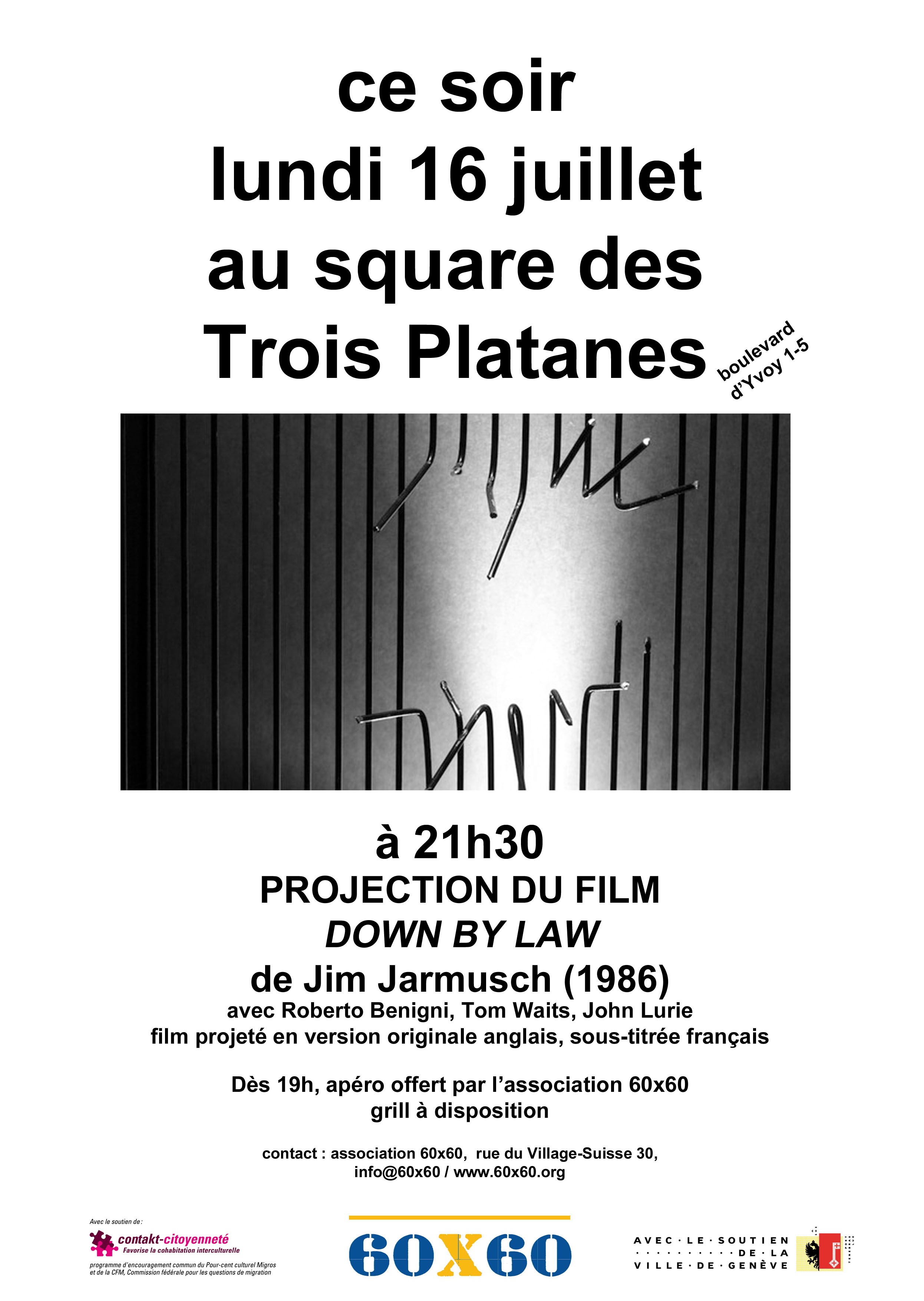 Affiche ciné au square des Trois Platanes